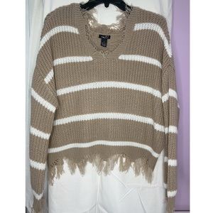 Rue 21 Striped Destructed Hem Skimmer Sweater